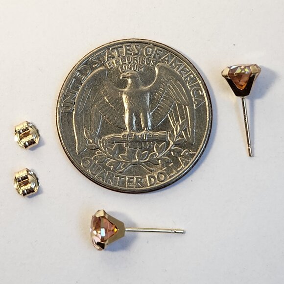 NIB VTG 14K Solid Gold 'Gizmo' (Pink) Mystic Topaz Stud Earrings - Picture 8 of 16